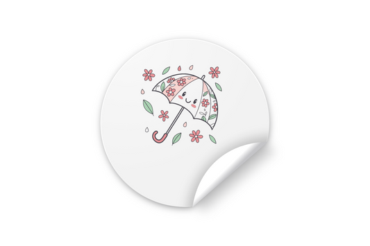 Sticker vibrant avec parapluie coloré orné de fleurs pour une touche printanière