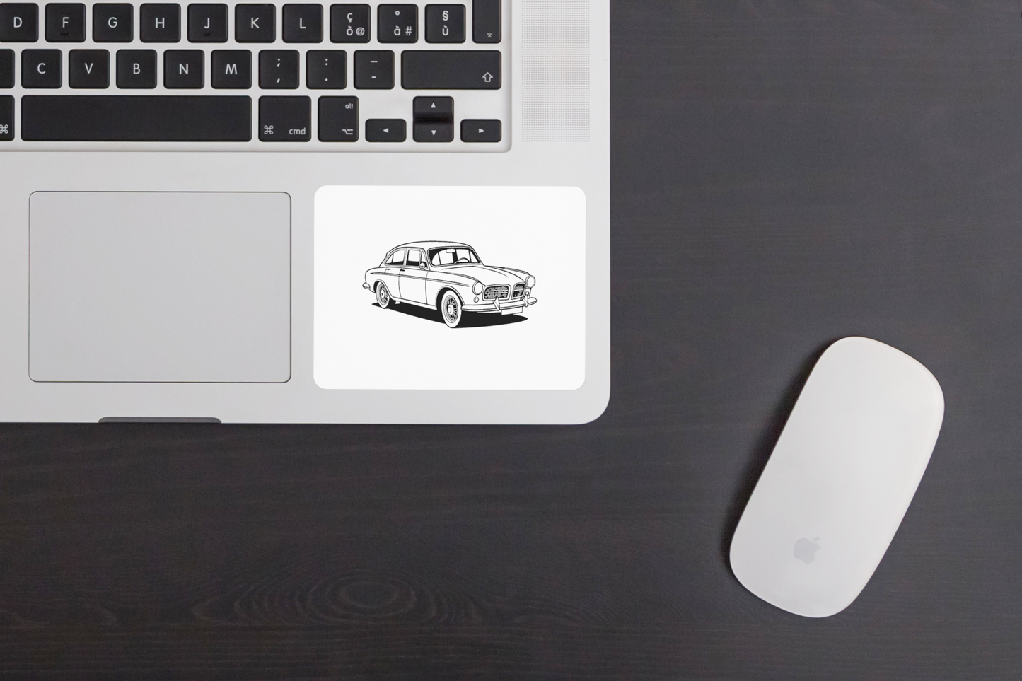 Motif autocollant de la Volvo Amazon, idéal pour personnaliser papeterie et gadgets.