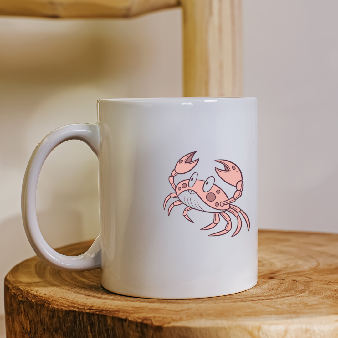Mug avec un crabe ludique en style marin, idéal pour les amateurs d'océan