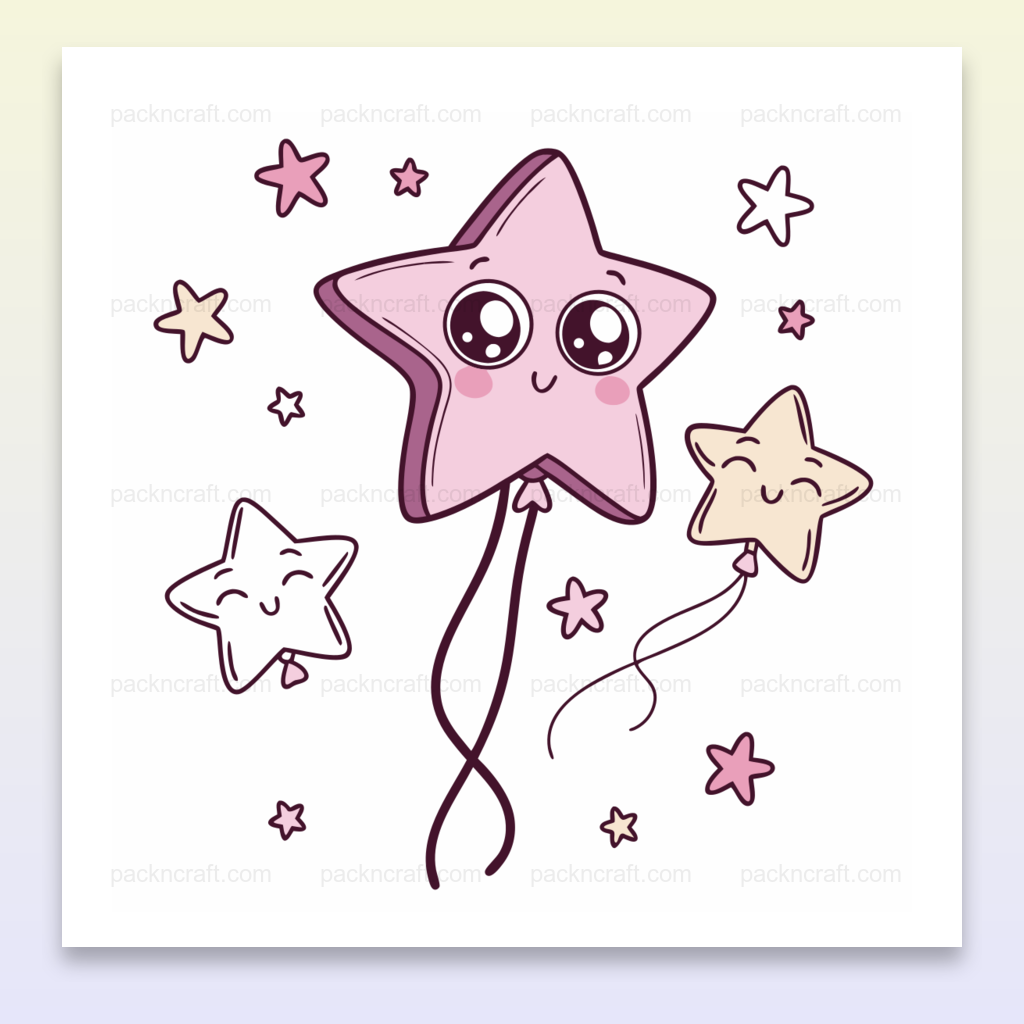 Étoile kawaii rose en ballon, idéale pour les décorations d'anniversaire et projets créatifs