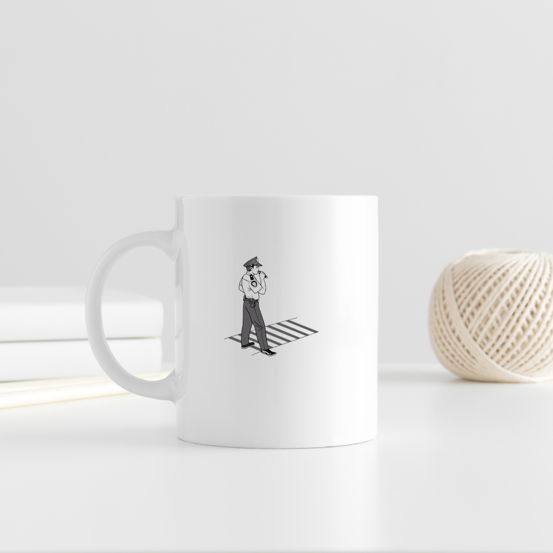Policier au Sifflet | SVG Élégant Noir & Blanc | Traversée Sûre
