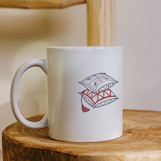 Mug décoratif avec motif d'oreillers bohème empilés pour un style raffiné