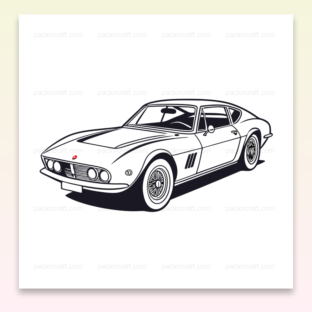 Illustration de la Maserati Ghibli 1967, haute qualité, pour déco vintage.