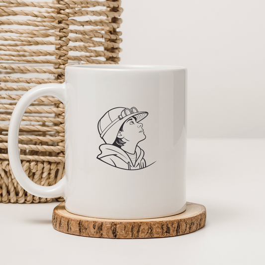 Mug avec motif minimaliste d'un enfant rêveur dans un style créatif et moderne