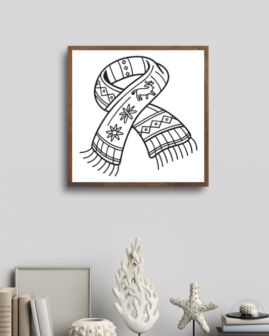 Cadre affichant une écharpe bohème, illustration vectorielle sur le thème hivernal