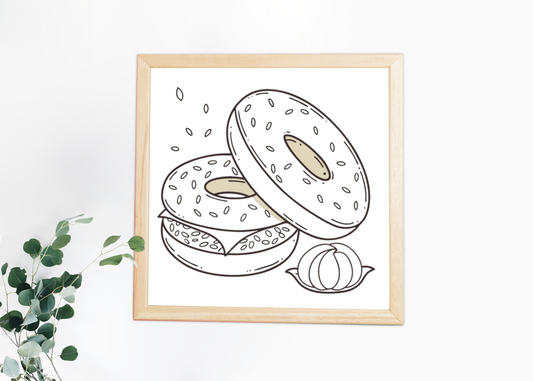 Cadre rétro avec icône de bagel automnal, idéal pour une décoration vintage