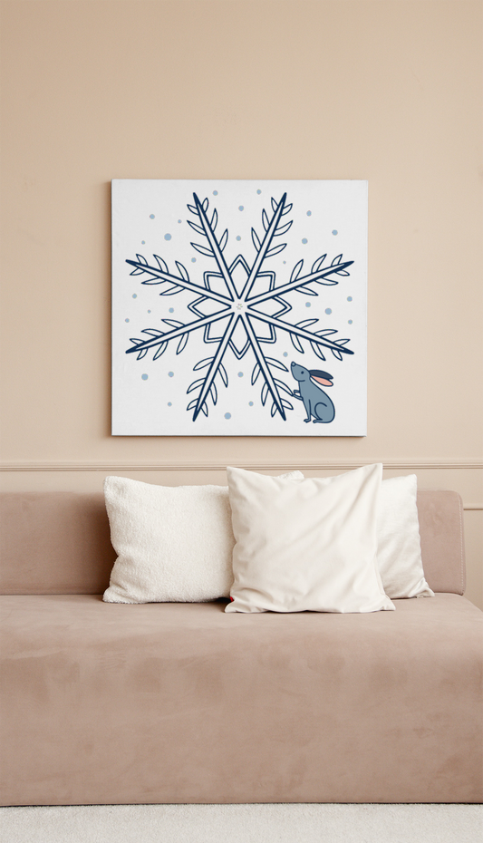 Cadre avec design hivernal, touche magique avec souris stylisée sous flocon