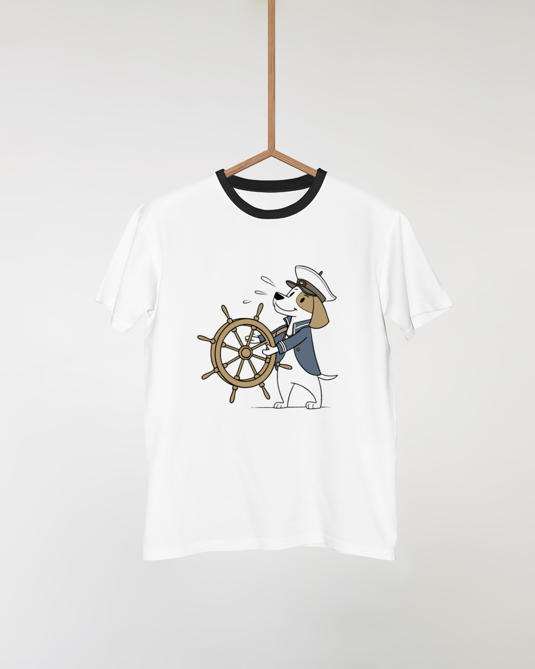 T-shirt avec motif de chien capitaine style cartoon invitant à l'aventure nautique