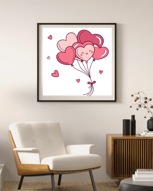 Image avec cadre de ballons cœurs pour projects DIY.