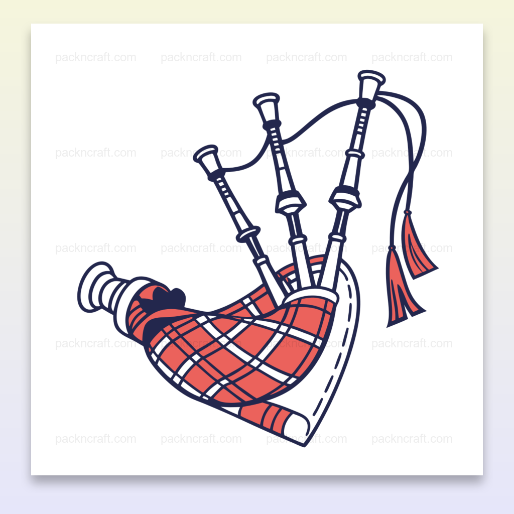 Illustration d'une cornemuse festive, idéale pour créations DIY et éducatives.