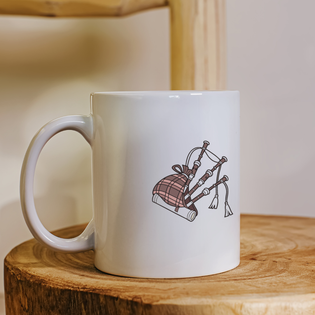 Mug orné d'une représentation artistique d'une cornemuse écossaise raffinée