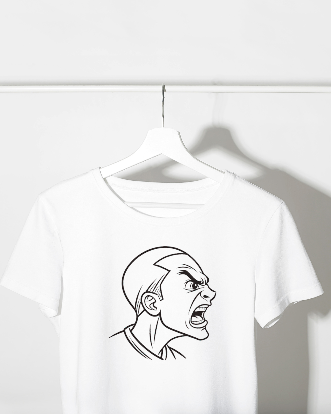 T-shirt avec illustration vectorielle expressive d'un homme criant en bleu et orange