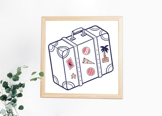 Cadre décoratif avec valise minimaliste pour passionnés de voyages