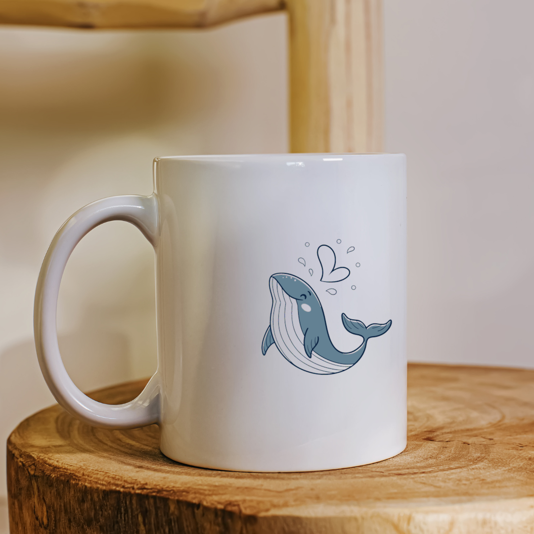 Mug marin joyeux avec baleine style doodle charmant et ludique