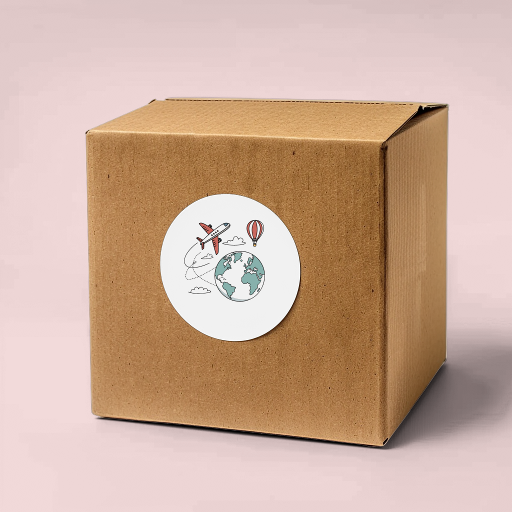 Sticker avec dessin de voyage en avion style doodle pour globe-trotter