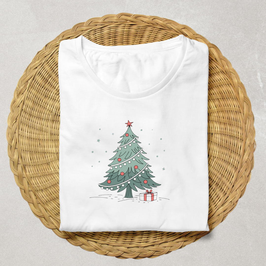 T-shirt festif orné d'un sapin enchanté style doux