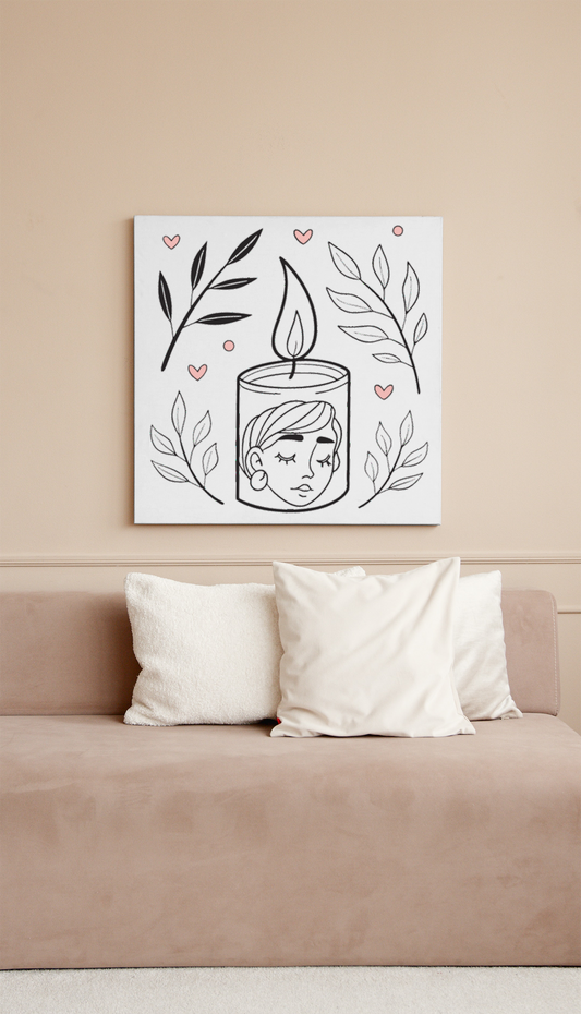 Cadre avec illustration visage apaisé ambiance douce et harmonieuse