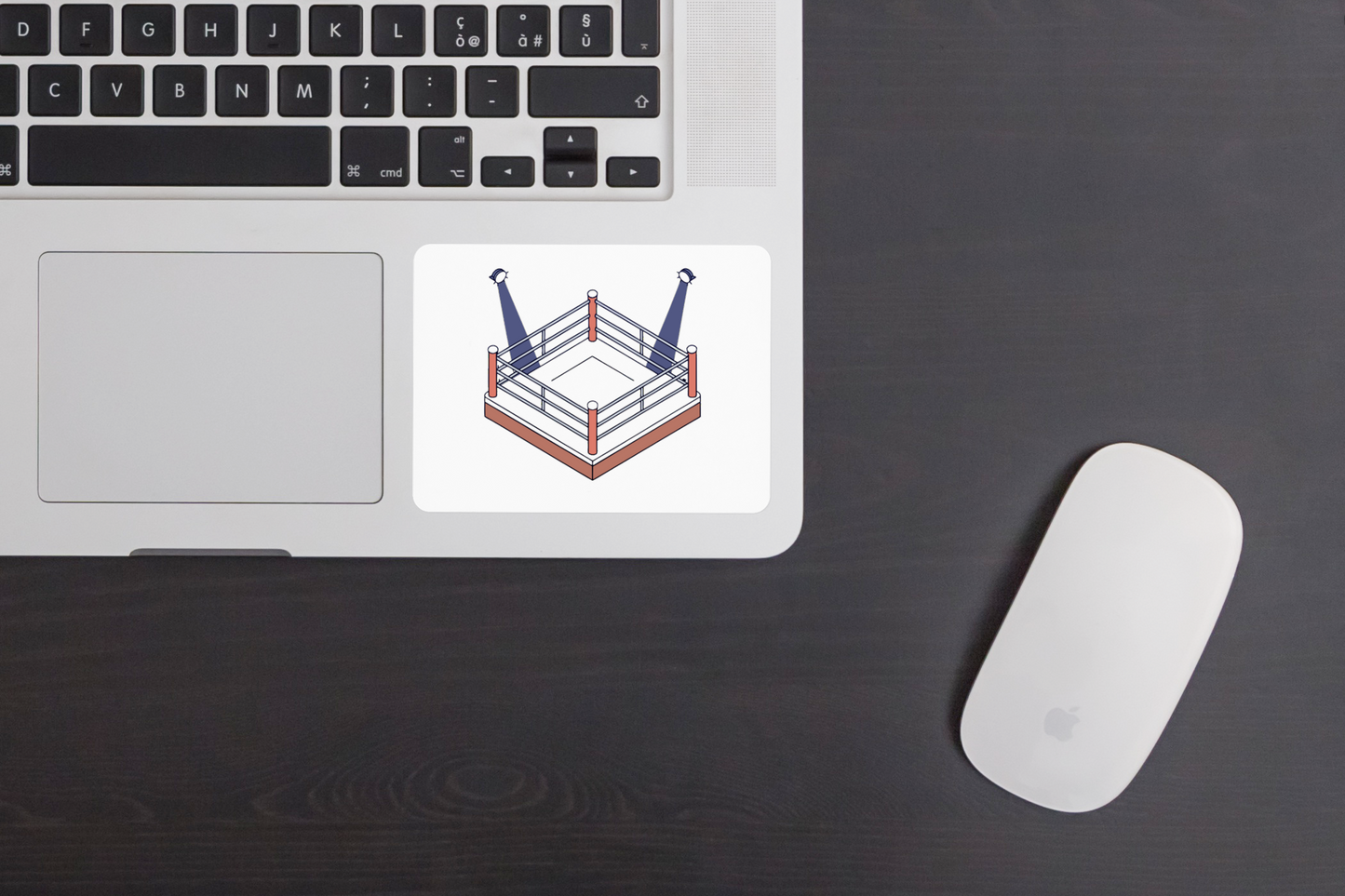 Sticker sport thematic avec ring de boxe isométrique style vectoriel élégant