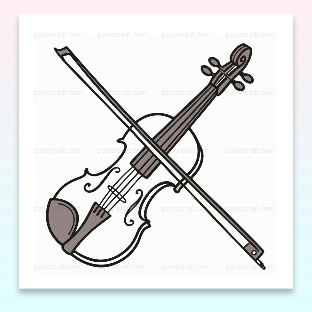 Illustration vectorielle de violon avec archet, idéale pour projets DIY et déco musicale