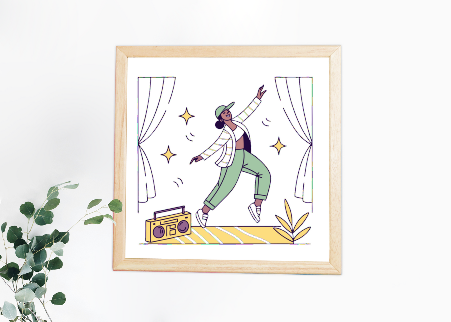 Danseur Dynamique avec Boombox | Illustration Stylisée | Scène Urbaine