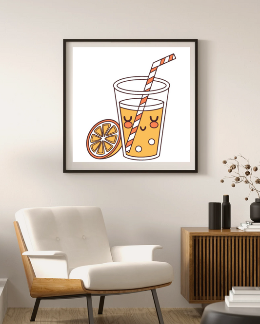 Cadre minimaliste avec icône numérique, ambiance été éclatant et joyeux