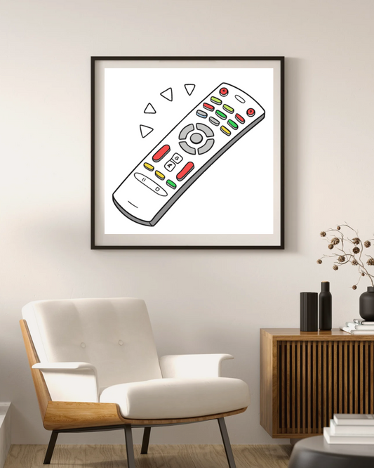 Cadre moderne avec une télécommande multicolore et design numérique dynamique