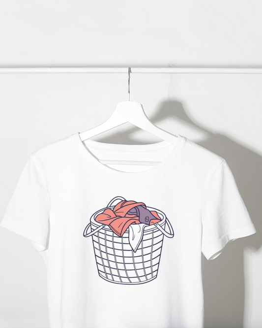 T-shirt tendance avec dessin de panier à linge doux pour un confort quotidien