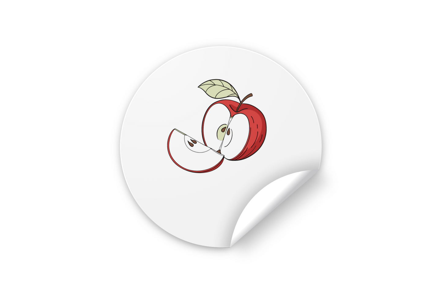 Sticker de cuisine en style minimaliste avec une pomme tranchée en motif graphique