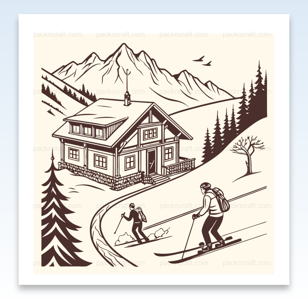 Poster vintage de chalet alpin pour décoration intérieure