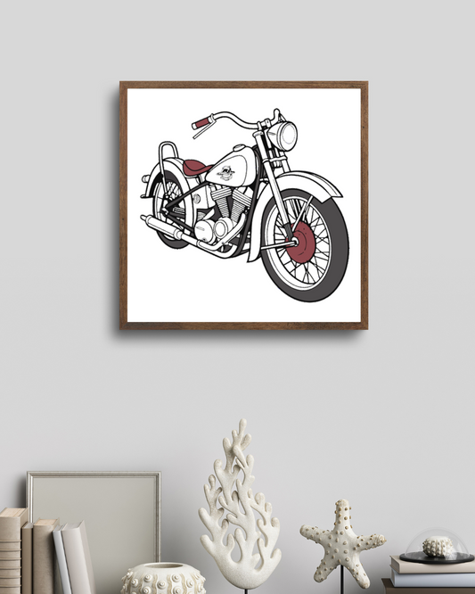 Cadre décoratif avec Harley Knucklehead 1936 rétro