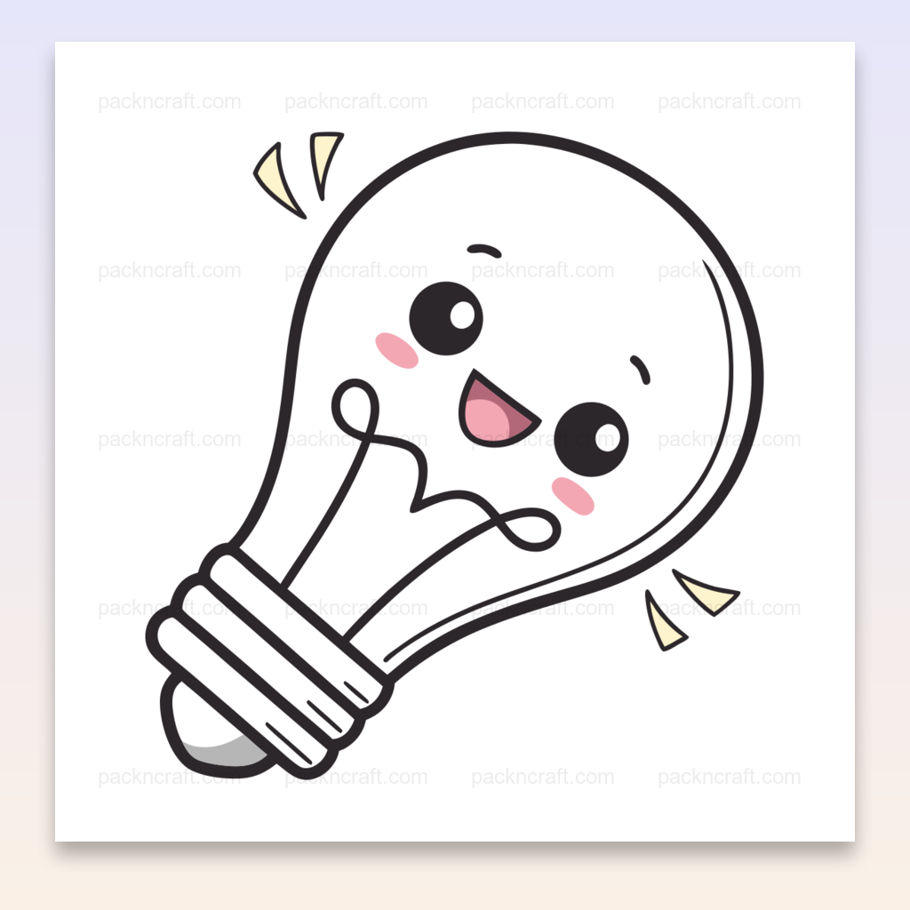 Illustration kawaii d'une ampoule heureuse pour projets créatifs et décoratifs