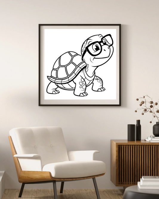 Cadre éducatif avec tortue érudite dessin vectoriel amusant