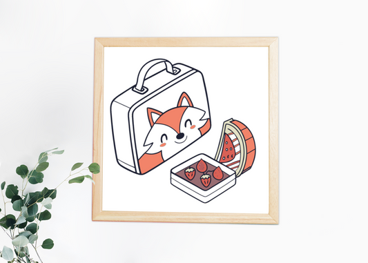 Cadre avec renard joyeux style amusant parfait pour l'école créative