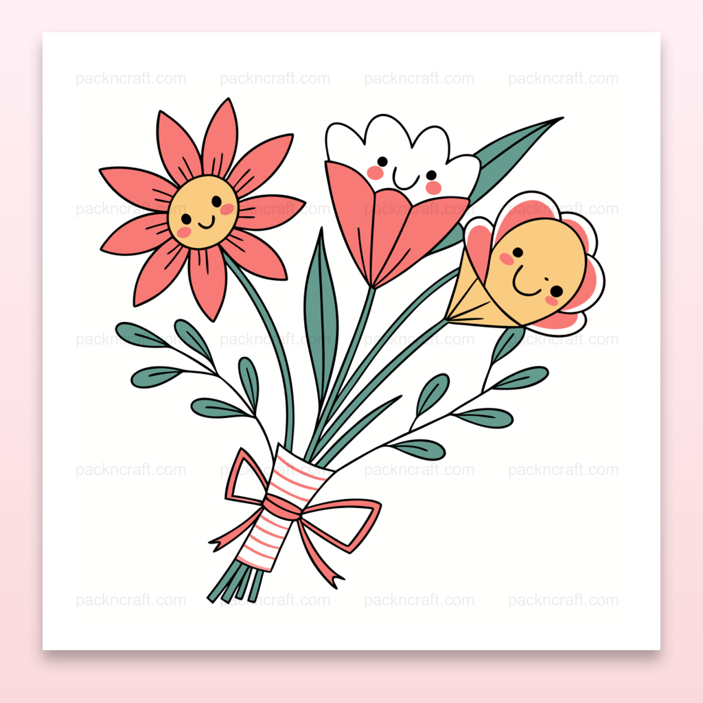 Illustration joyeuse de bouquet de fleurs pour usage créatif et éducatif