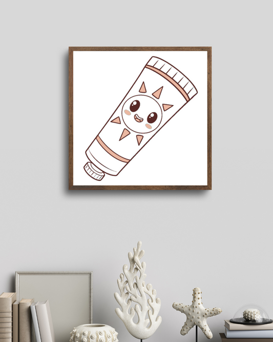 Cadre avec crayon kawaii souriant entouré de rayons solaires pour une école joyeuse