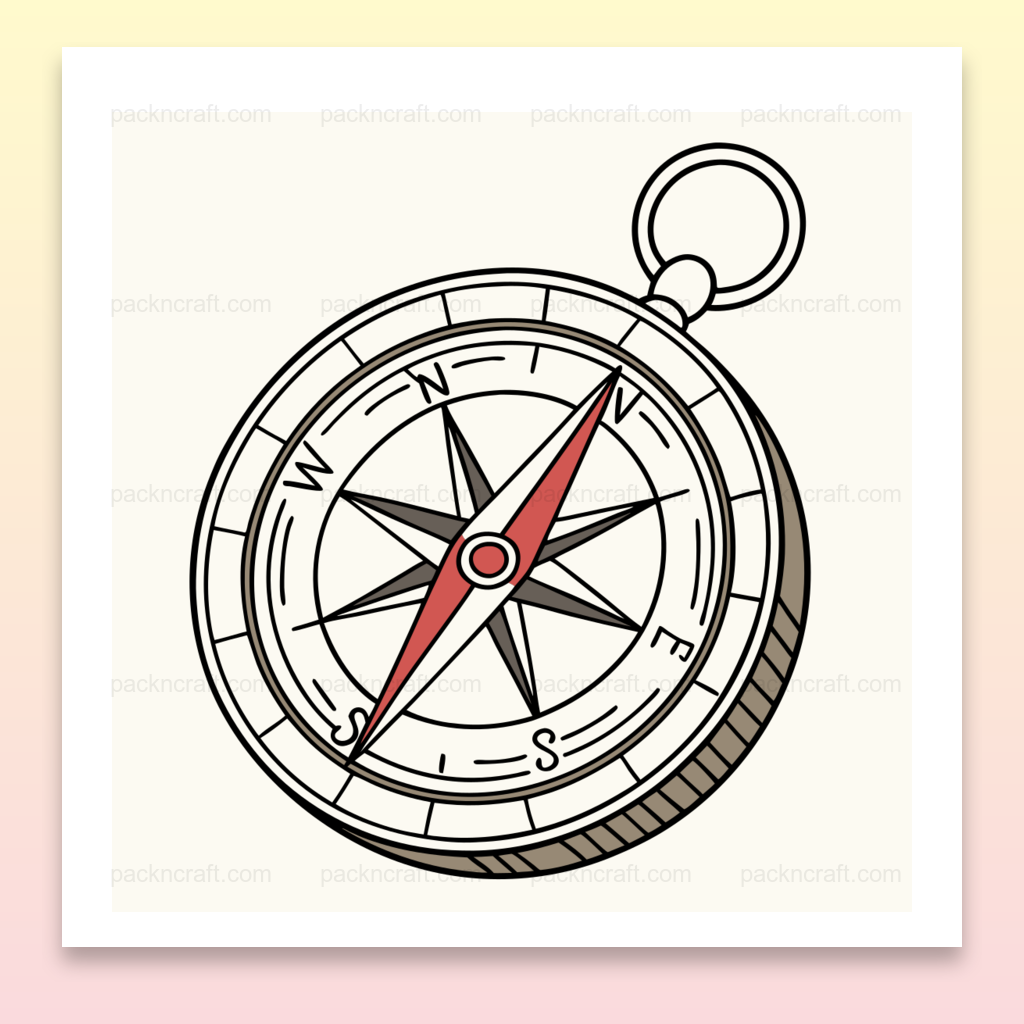 Illustration vectorielle de boussole, idéale pour projets DIY et déco voyage.