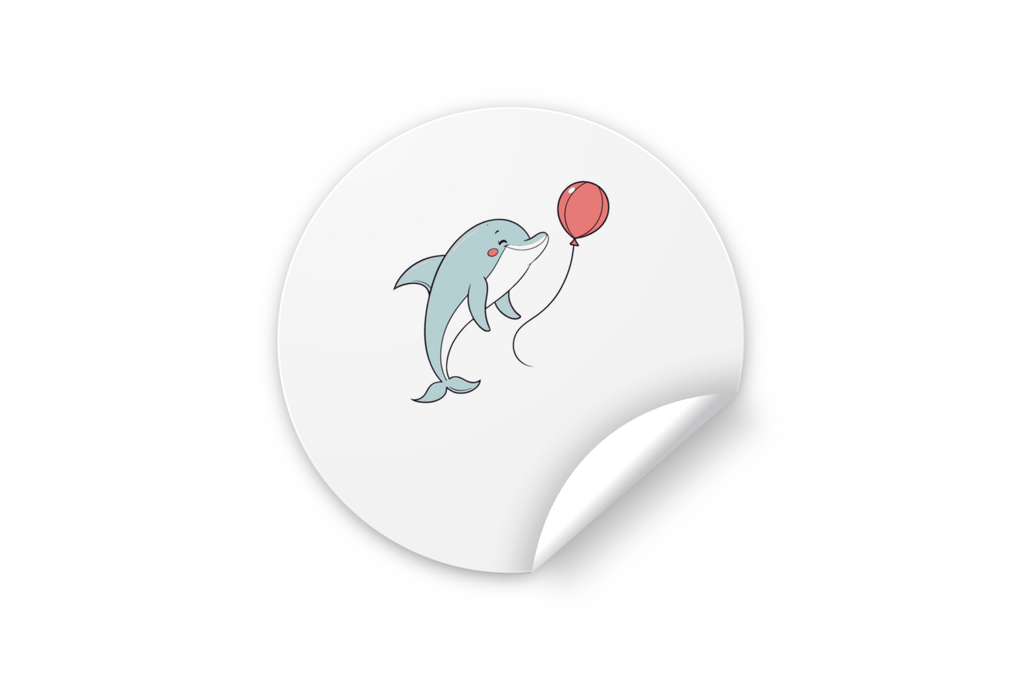 Sticker avec dessin doux d'un dauphin joueur et ambiance marine