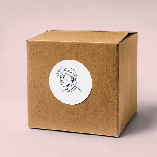 Sticker montrant un visage inquiet monochrome dans un style minimaliste élégant