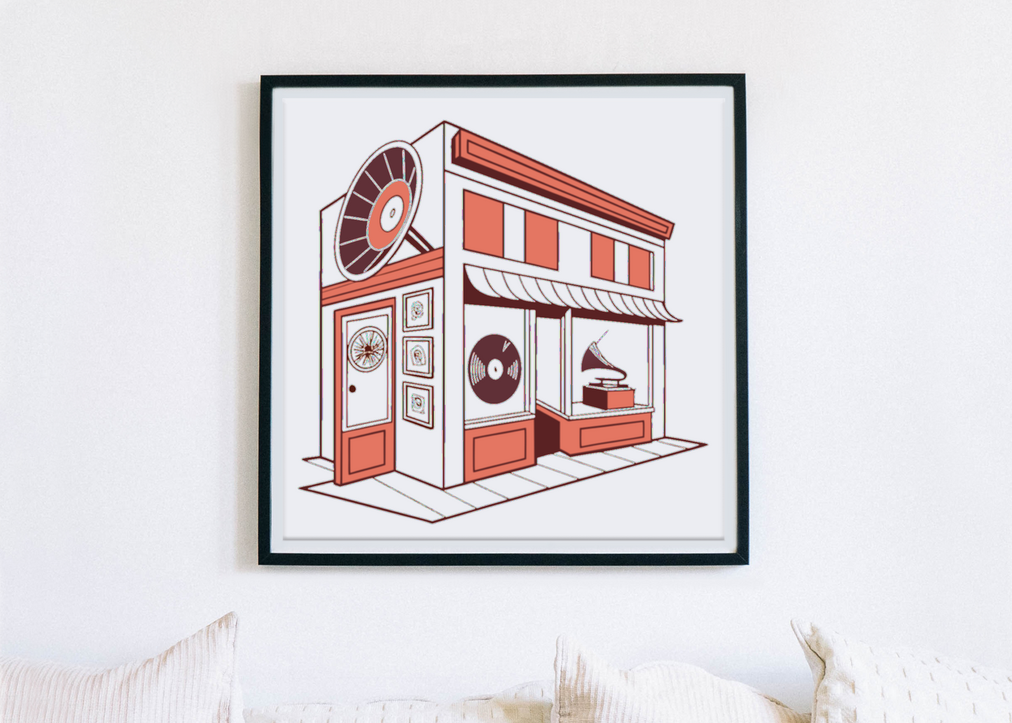 Cadre décoratif avec design boutique vinyle style rétro pour intérieur