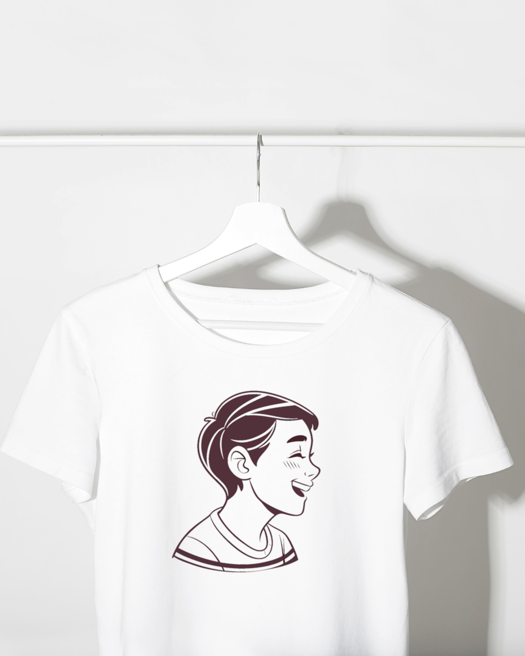 T-shirt enfant avec motif garçon joyeux en noir et blanc dans un style ludique
