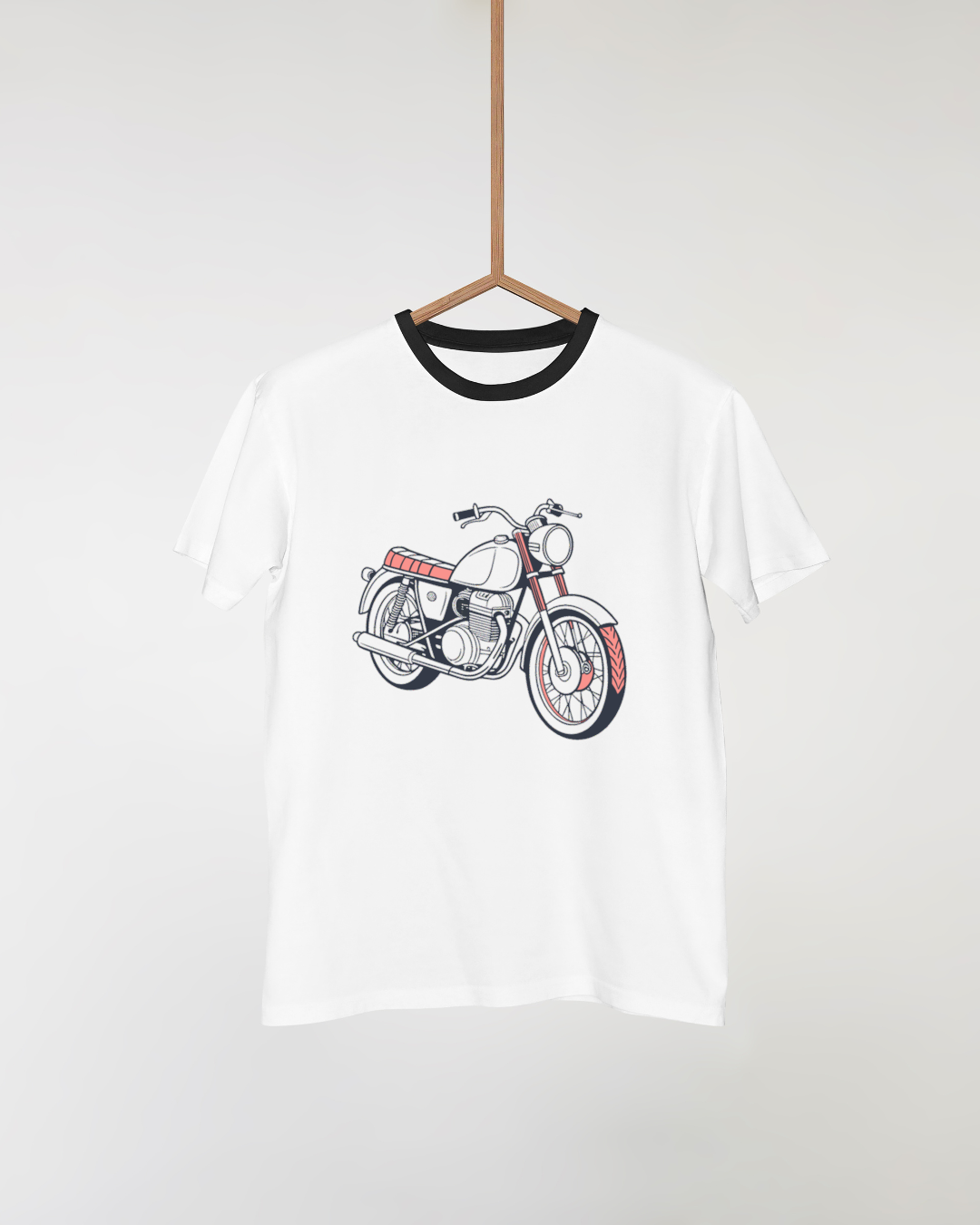 T-shirt avec dessin de moto rétro stylisé pour les passionnés de voyage