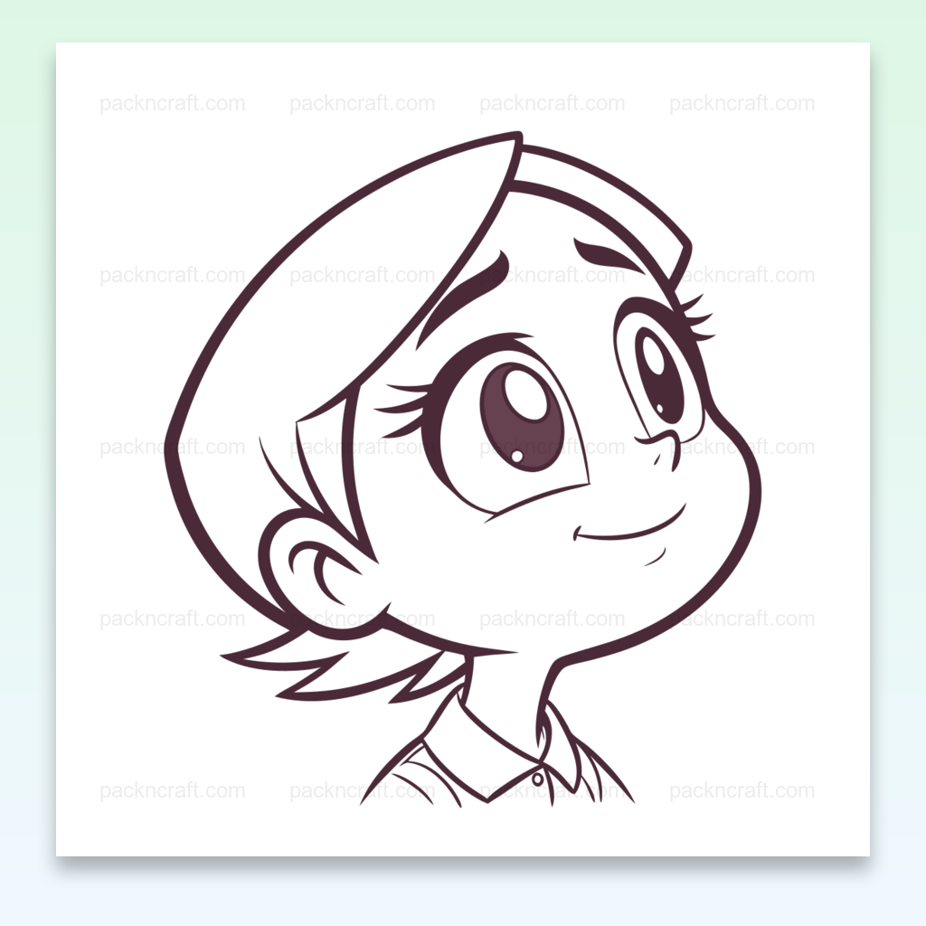 Illustration d'un enfant rêveur en style cartoon vectoriel, idéale pour créations DIY et papeterie.