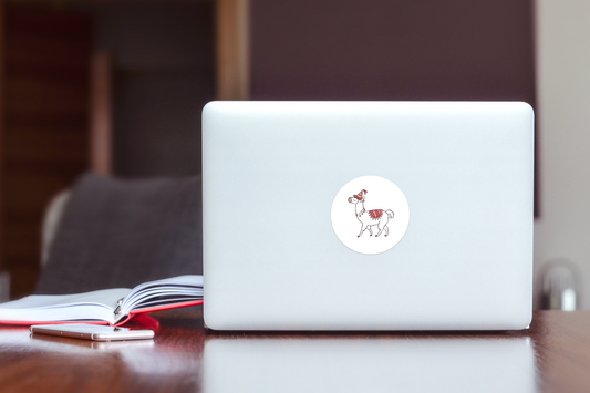 Sticker avec lama coloré dans un thème anniversaire festif et joyeux