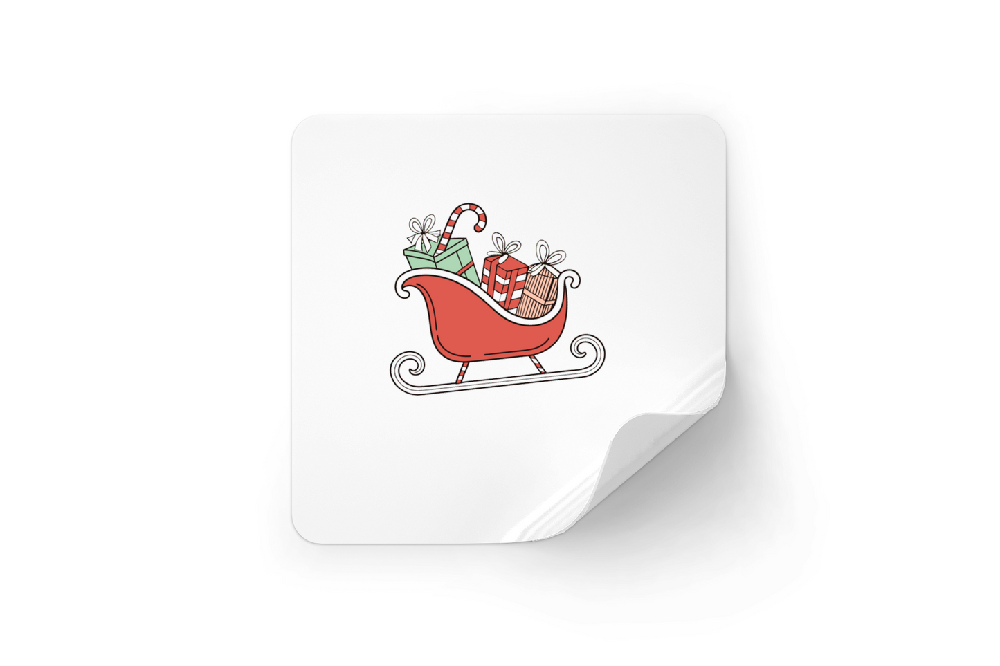 Sticker festif avec traîneau pastel rempli de cadeaux magiques de Noël