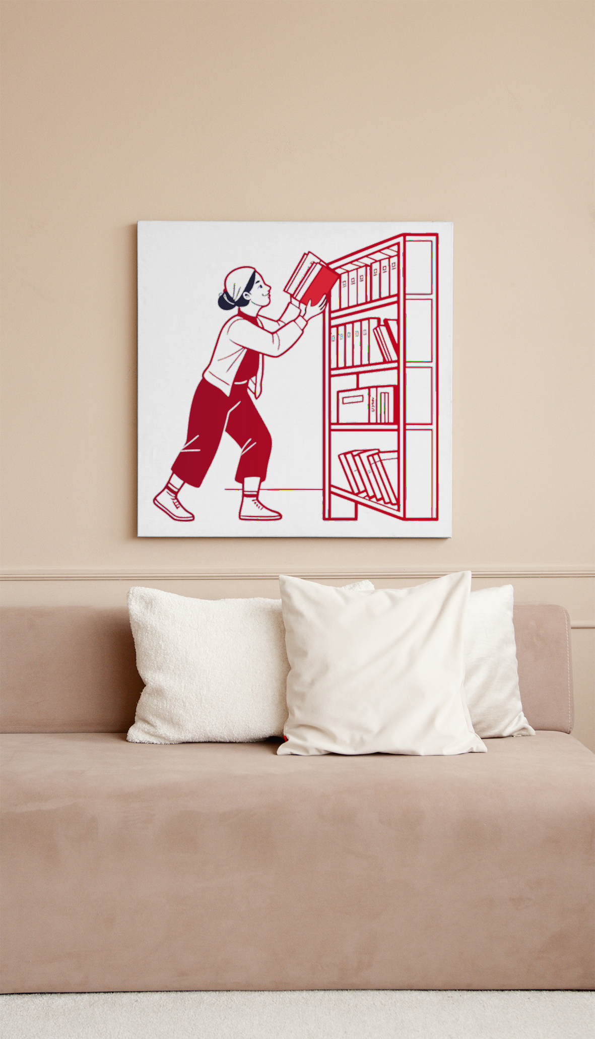 Bibliothécaire en Action | Style Vintage Rouge | Organisation Zen