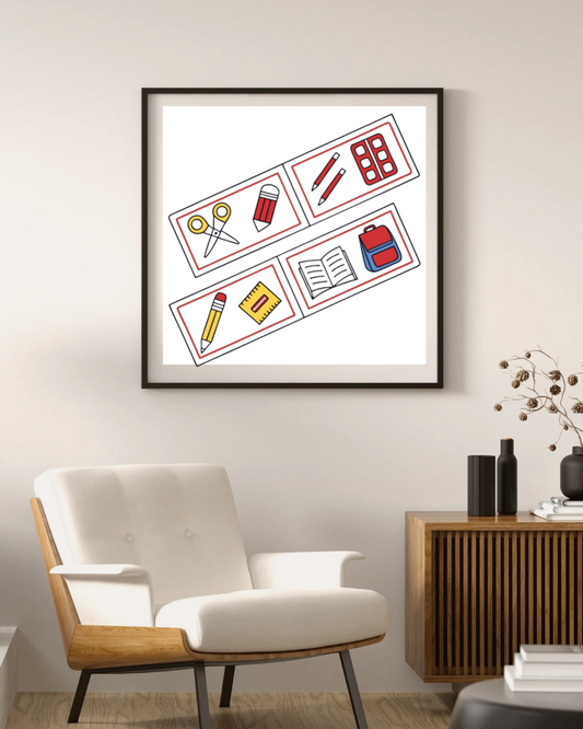 Cadre moderne avec icône numérique décorative dans un style papeterie inspirante