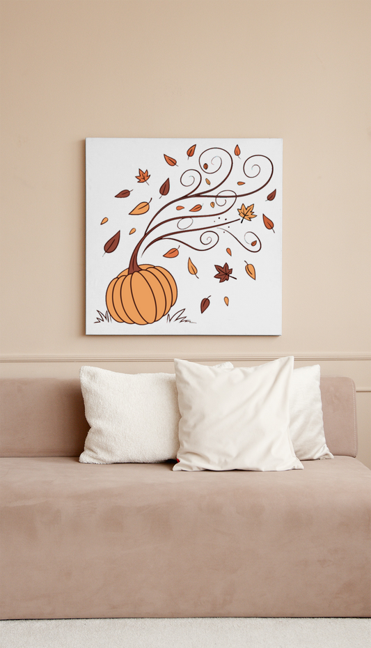 Cadre décoratif avec citrouille et feuilles d'automne animées pour une ambiance magique