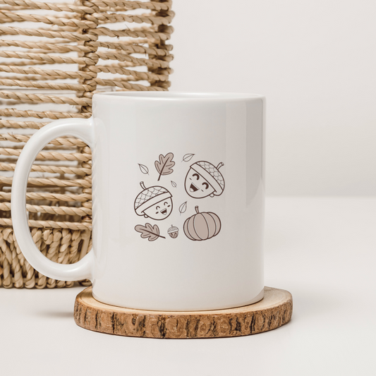 Mug automnal avec motif glands joyeux colorés et éclatants
