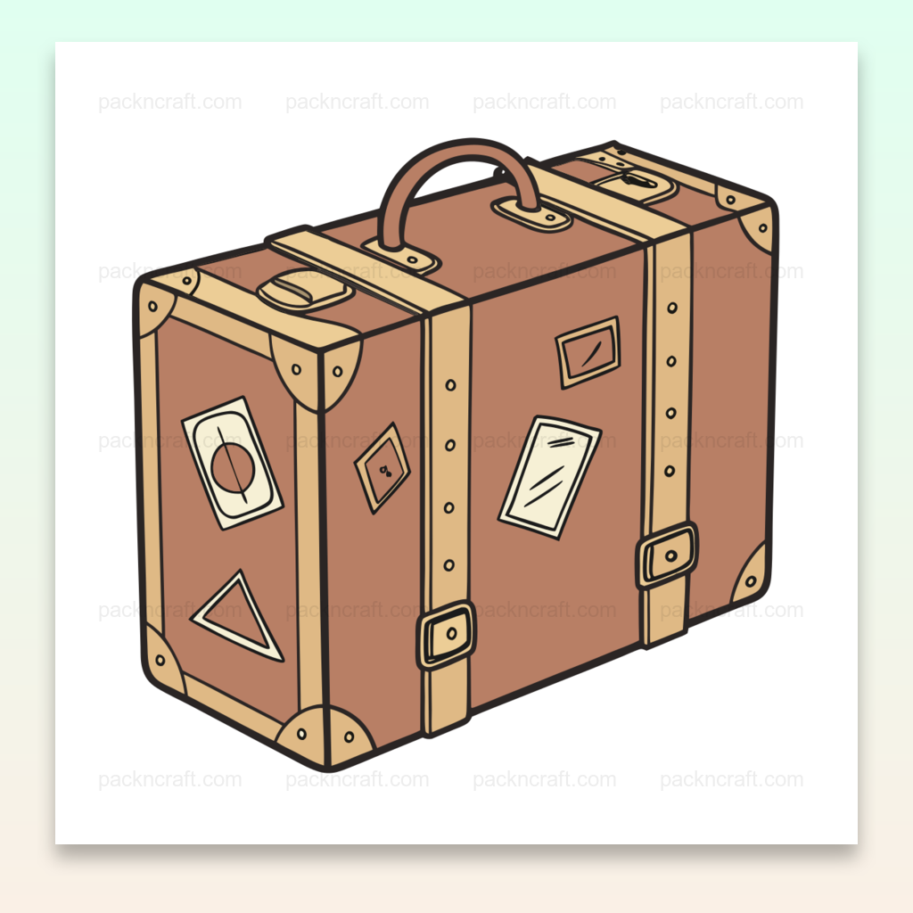 Illustration vectorielle d'une valise vintage, idéale pour projets DIY et déco