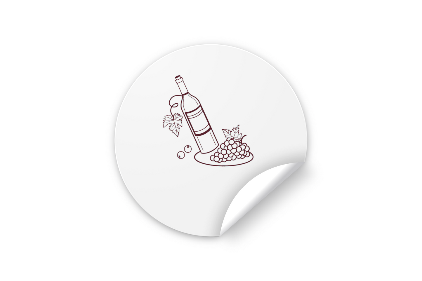 Sticker au design élégant représentant une bouteille de vin stylisée et des raisins